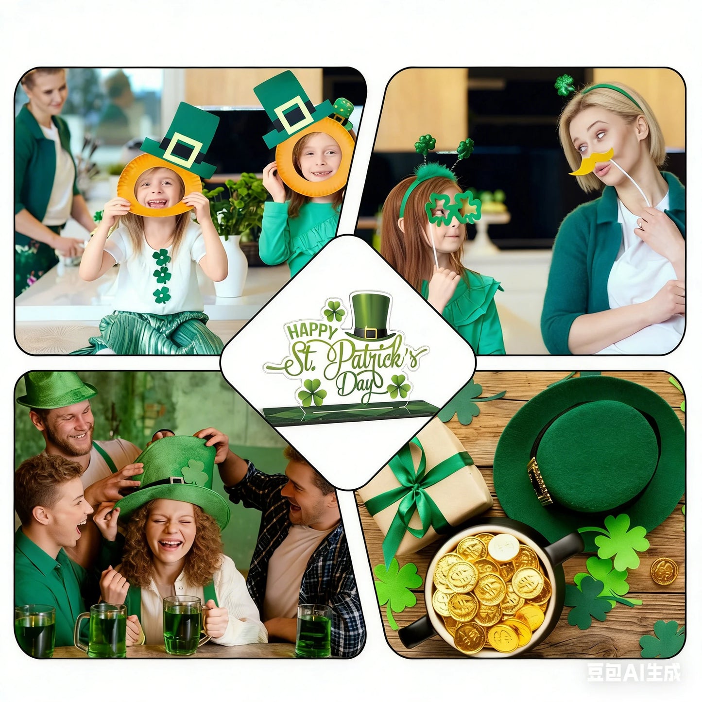 St Patrick s Day Table Decorations Set Irish Lucky Shamrock Sign Leprechaun Hat Centerpiece Signs Party Decorations