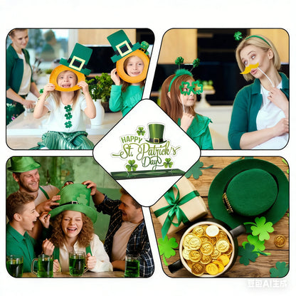 St Patrick s Day Table Decorations Set Irish Lucky Shamrock Sign Leprechaun Hat Centerpiece Signs Party Decorations