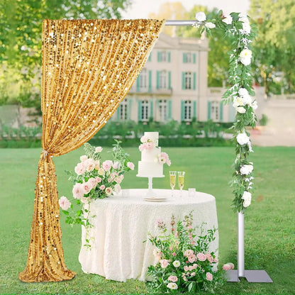 1Panel-4ftx8ft Gold Big Sequin Backdrop Curtains, Shimmer Payette Sequin Backdrop Curtain Panels for Wedding Party Christmas Dec