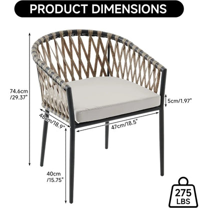 4 outdoor rattan wicker chair with armrest and cushions