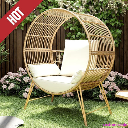 HOT-Outdoor Egg Chair, Oversized Wicker Patio Chairs With 6.69'' Cushions, 350LBS Capacity