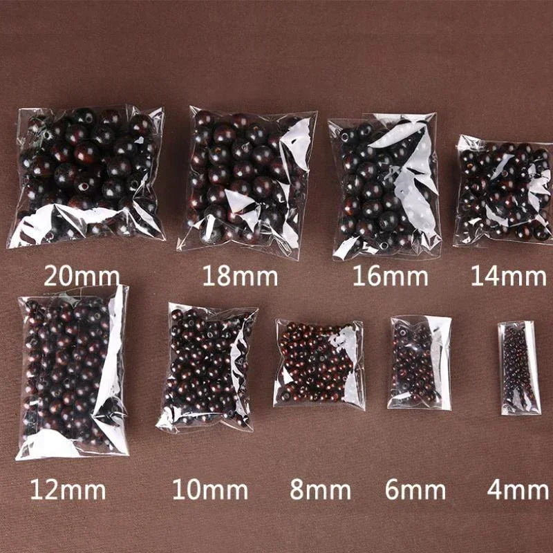 4mm-20mm Big Hole Round Natural Wooden Brown Coffee Beads