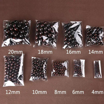 4mm-20mm Big Hole Round Natural Wooden Brown Coffee Beads