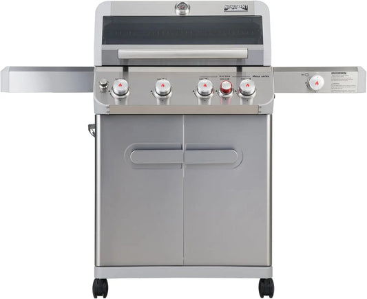 Outdoor Barbecue Stainless Steel 4 Burner Propane Gas Grill, 62,000 BTU Patio Garden Barbecue Gril