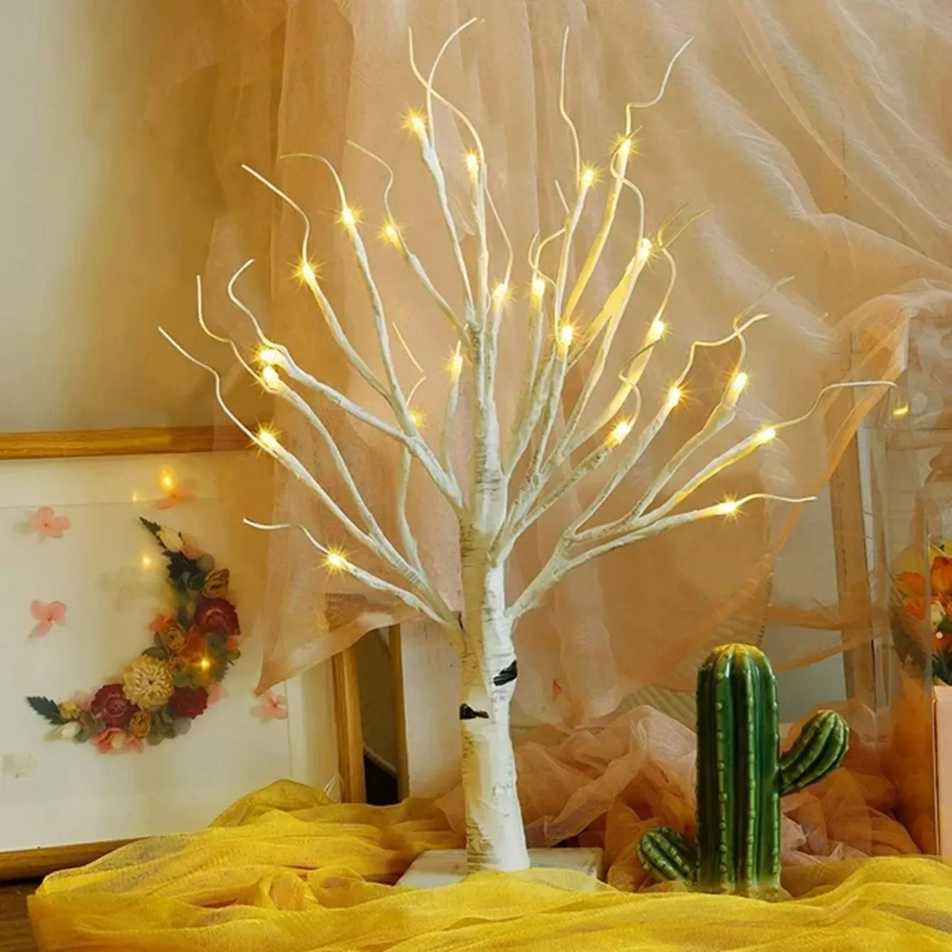 1PC 24 LED Birch Tree Light Adjustable Branches Battery Powered
