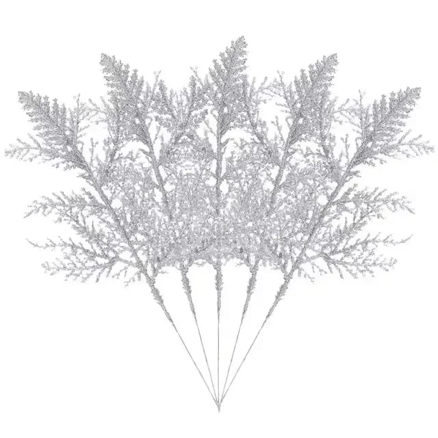 Artificial Pine Leaves Branches Christmas Gold Silver Plant