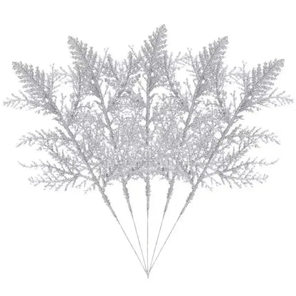 Artificial Pine Leaves Branches Christmas Gold Silver Plant