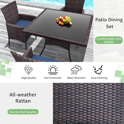 10 Piece Outdoor Dining Set, Rattan 8 Chairs,Patio Dining Table and Chairs w/Cushions