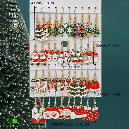 Santa Claus, Reindeer, Christmas Tree and Moon Earrings
