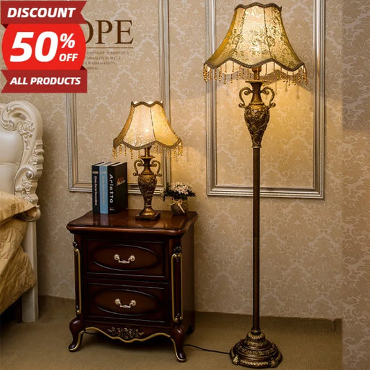 Resin Vintage Floor Lamp Classical Pastoral w/Foot Switch