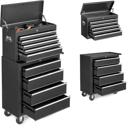 9-Drawer Rolling Tool Chest with Wheels & Lock & Key