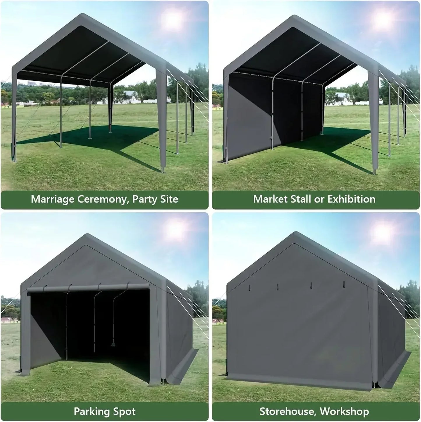 Carport 10x20 Ft Heavy Duty Canopy Steel Canopy Storage Shed