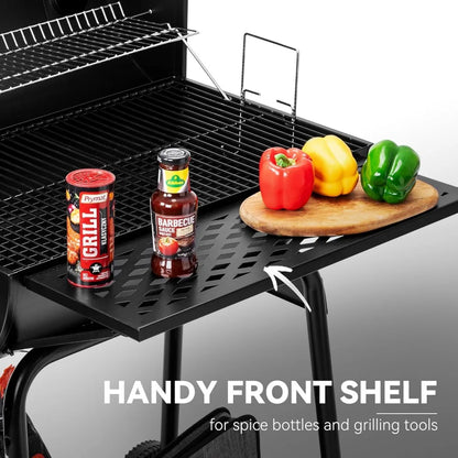 Offset Smoker Charcoal Grill with Cover Large Capacity BBQ Meat Smoker