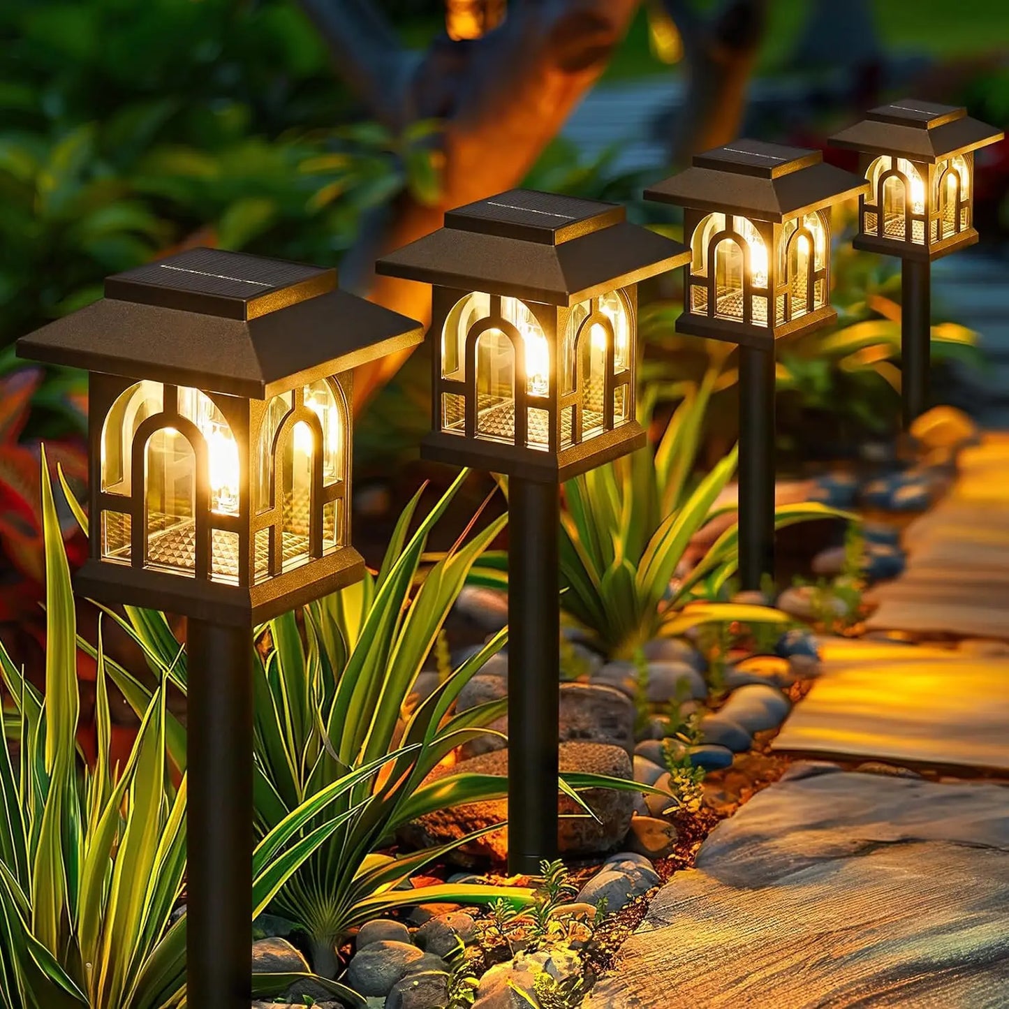 6/10 Pack Solar Pathway Lights Outdoor, Solar Landscape