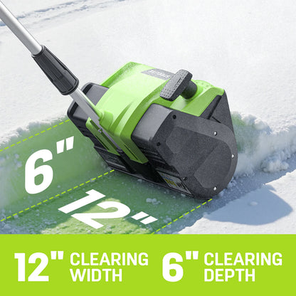21V Cordless Snow Shovel with 4.0Ah Battery, 12-Inch Width