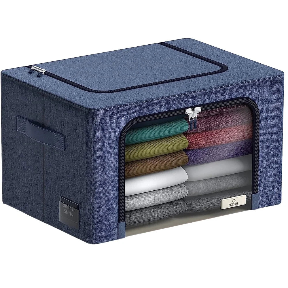 Stackable Foldable Storage Bins with Metal Frame