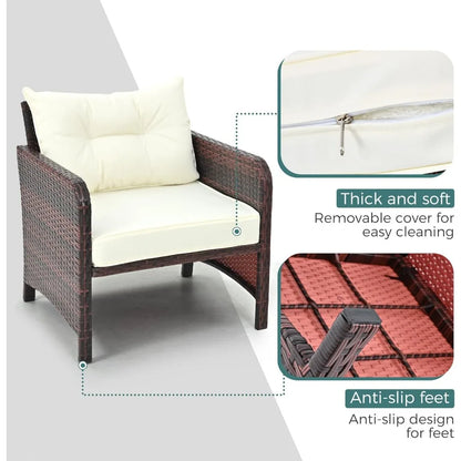 5 Pieces Patio Furniture Set, Rattan