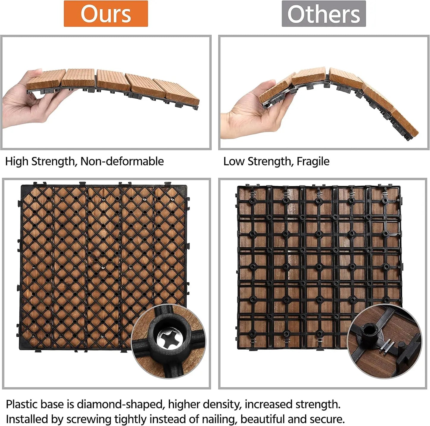 27PCS Interlocking Patio Deck Tiles Outdoor Flooring