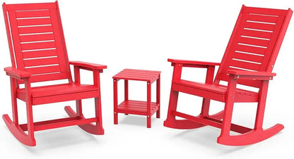 Outdoor Rocking Chair Set | 3-Piece  2 Rocking Chairs with 1 Side Table