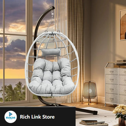 Egg Chair Swing with Steel Stand UV Resistant Cushion 330lbs