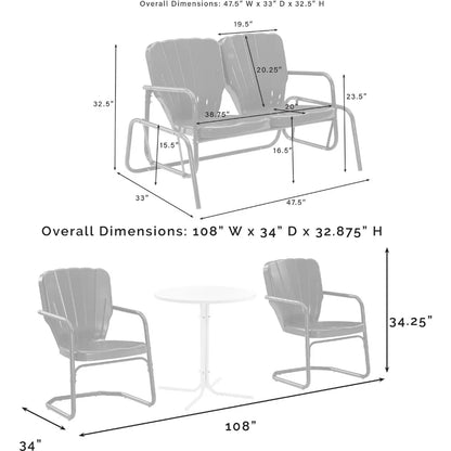 4-piece retro metal outdoor patio furniture set