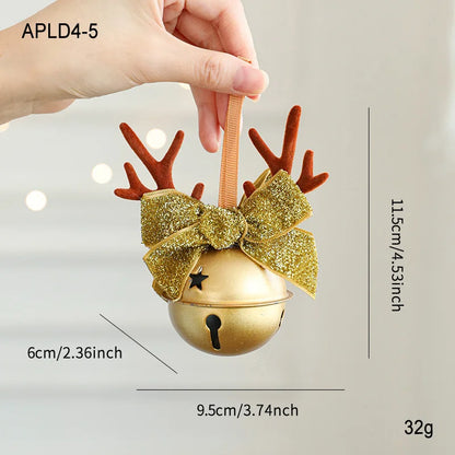 Christmas Bell Antlers Bow Pinecone Bell