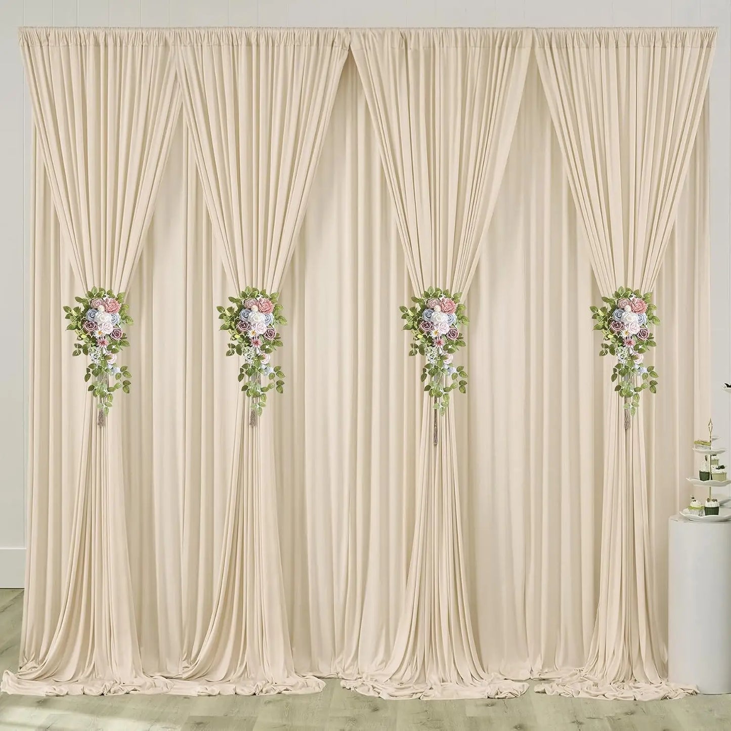 (8-10 Panels) 5ft x 10ft Ivory Backdrop Curtains