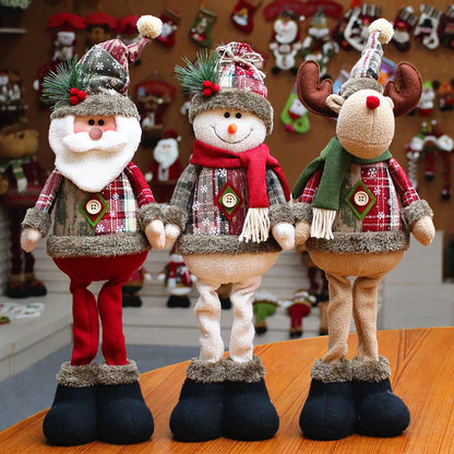 3PCS Christmas Decorative Christmas Dolls Reindeer Snowman Santa Claus