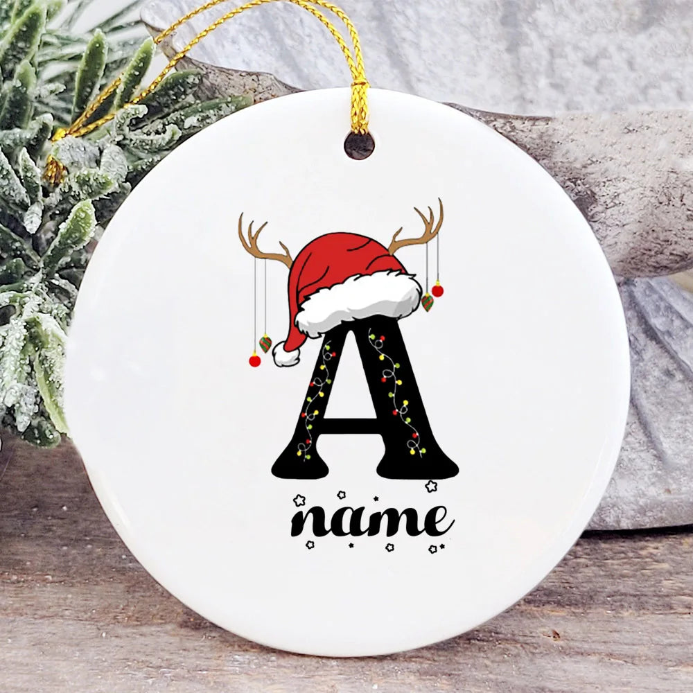 Baby's Christmas Ornament Personalized Initial with Name