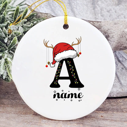Baby's Christmas Ornament Personalized Initial with Name