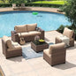8 Piece Patio Furniture Set with 44” Fire Pit Table