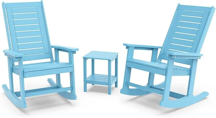 Outdoor Rocking Chair Set | 3-Piece  2 Rocking Chairs with 1 Side Table