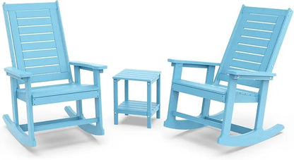 Outdoor Rocking Chair Set | 3-Piece  2 Rocking Chairs with 1 Side Table