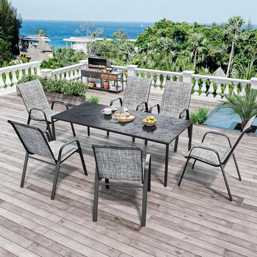 Patio Chairs Set of 6 Stackable Outdoor Dining Chairs