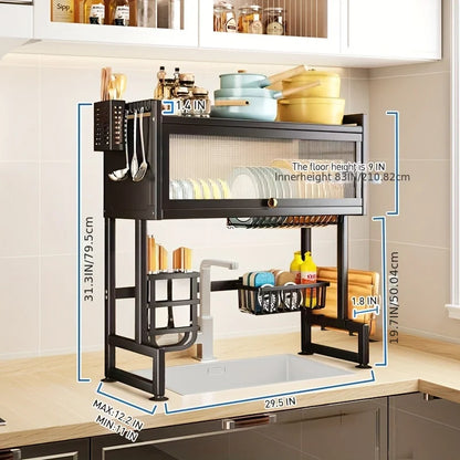 Multifunctional kitchen storage rack with cabinet door passage