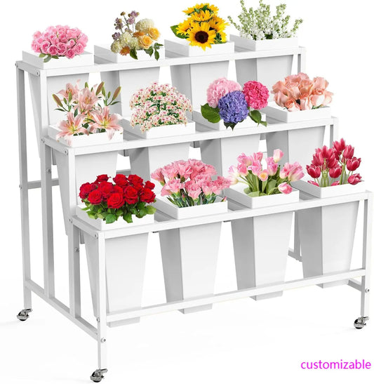 Flower Display Stand with 12 Buckets