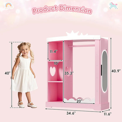 Kids Armoire with Jewelry Cabinet, Mirror & Shelves