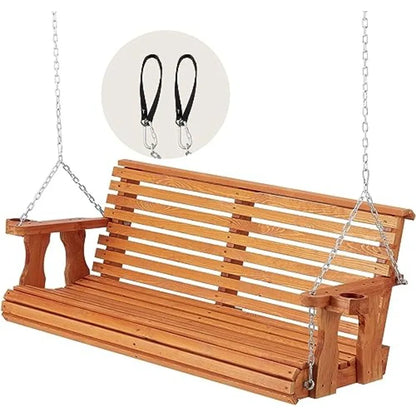 5.5FT Wooden Porch Swing 880Lbs Weight Capacity