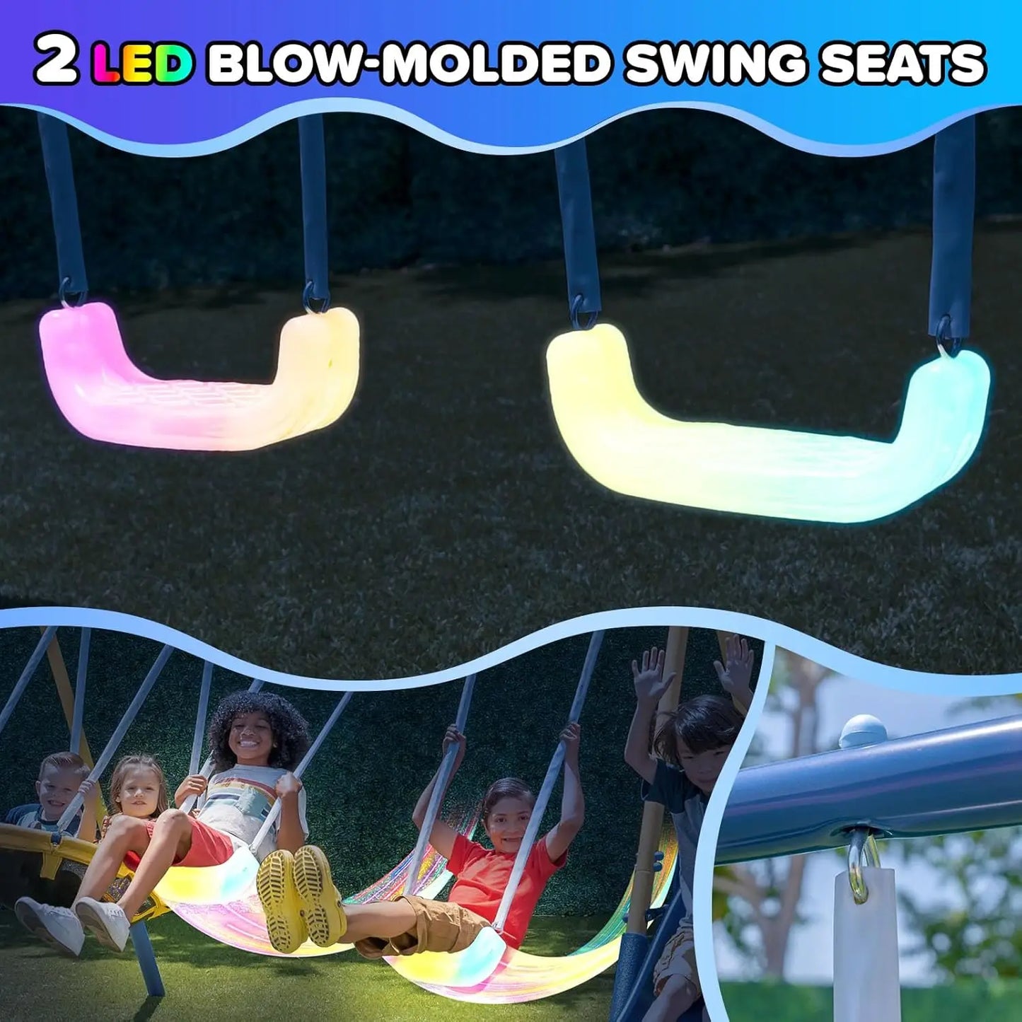 Outdoor Kids Swing Set with LED Swings