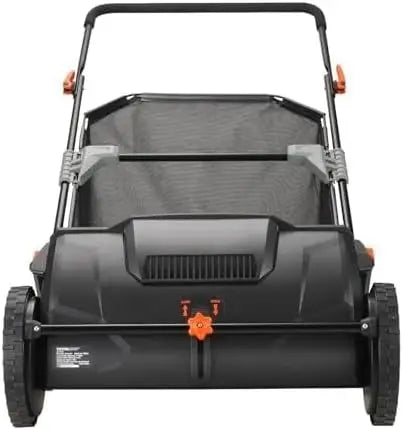21-Inch Heavy-Duty Steel Lawn Sweeper with Adjustable Brush, 3.5 Cubic Foot Bag, and Rubber Wheels