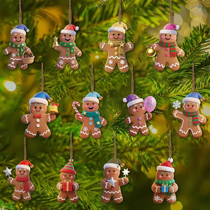12pcs Christmas Gingerbread Man Ornaments Xmas Tree
