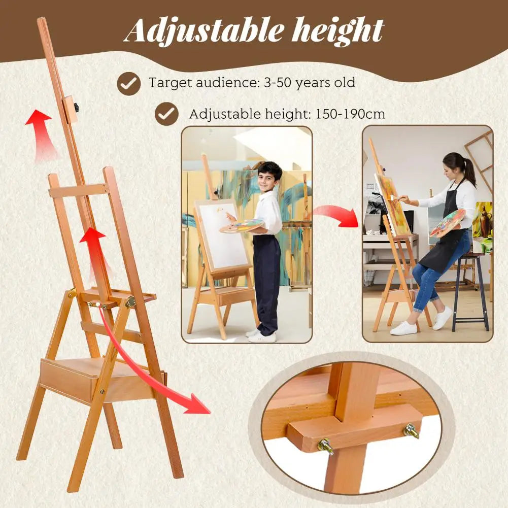 H Frame Solid Wood Easel with Drawer