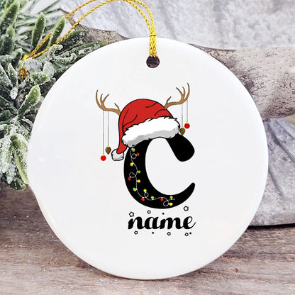 Baby's Christmas Ornament Personalized Initial with Name