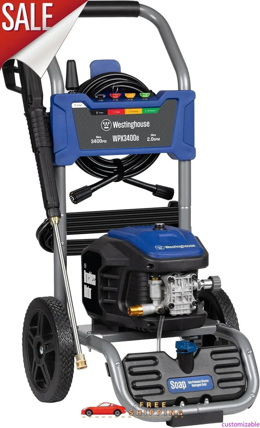 Customizable Electric Pressure Washer, 3400 Max PSI and 2.0 Max GPM