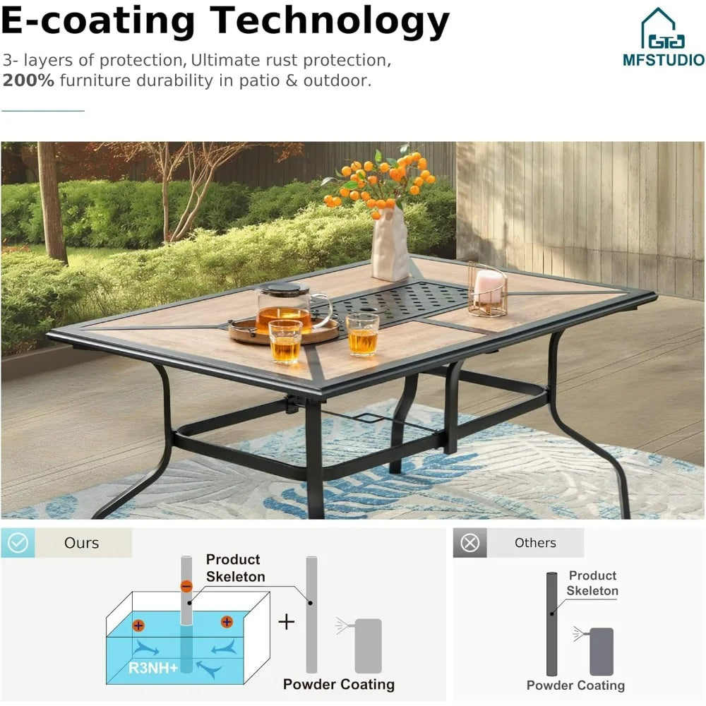 Rectangular Outdoor Patio Dining Table Set for 6