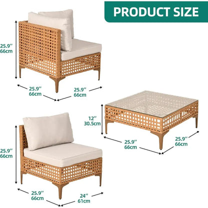 7-Piece Patio Furniture Set, All-Weather PE Wicker Patio Conversation Set