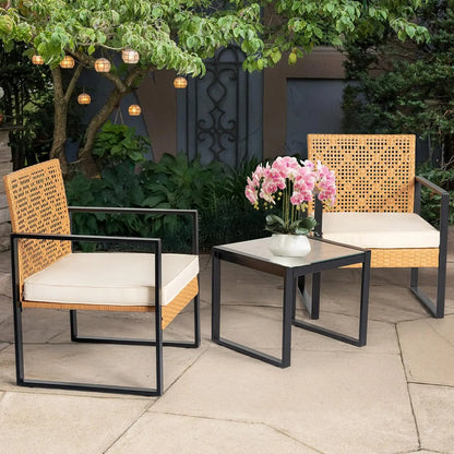 3 Piece Outdoor Wicker Bistro Set