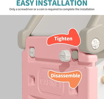 Kids Toy Organizer with 14 Bins, Pull-Out Drawers, Bookshelf