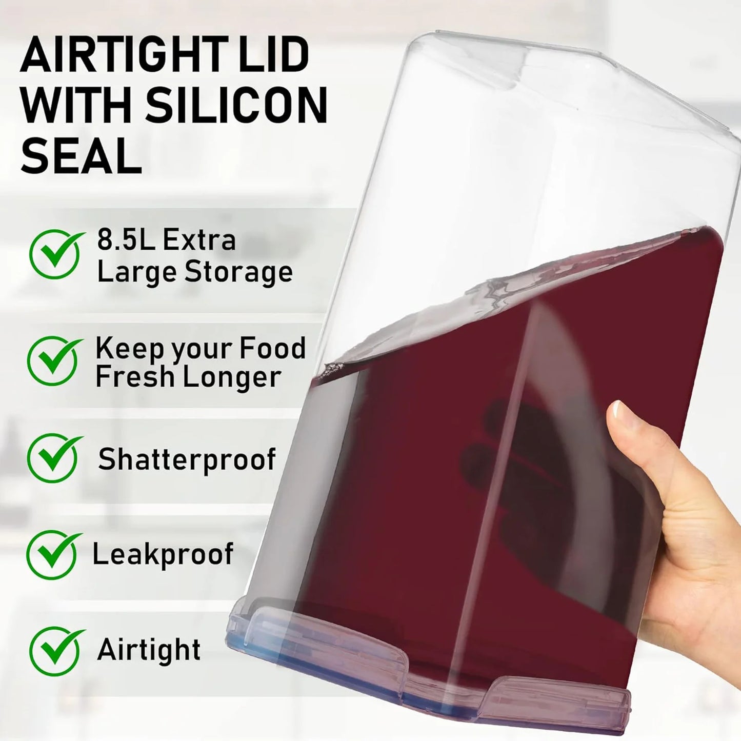 2Pcs 8.5L Large Food Storage Containers With Lids Airtight