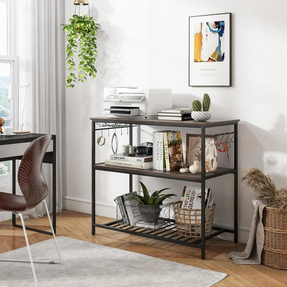 Kitchen Island with 3 Tier Storage Shelves, 48 Inch Baker Rack